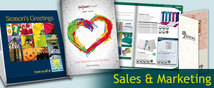 a montage image of some of the sales and marketing material we have created